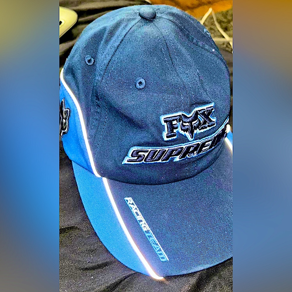 Supreme Fox Racing Blue 6 Panel Limited Edition Moto Hat Cap